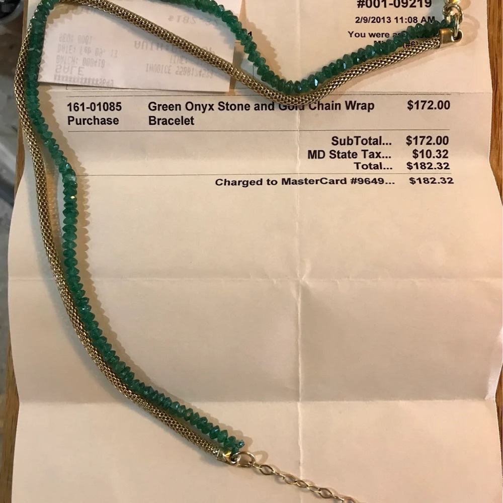 Green Onyx and Gold bracelet